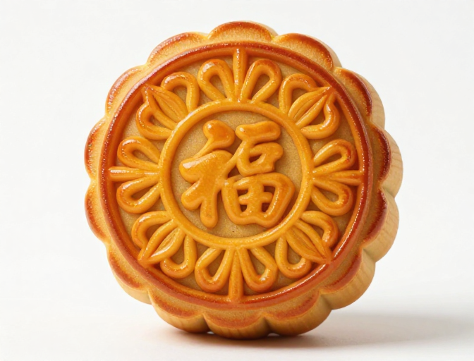 金橙雕刻月饼特写:中秋传统美食视觉盛宴