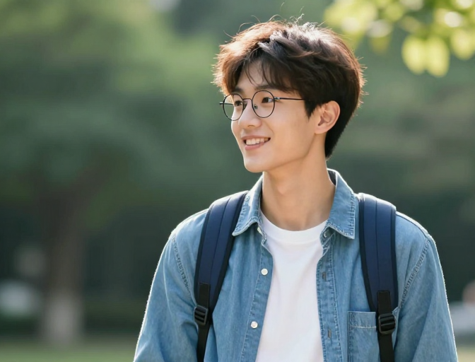 青年风采：亚洲男性户外自然光影人像摄影