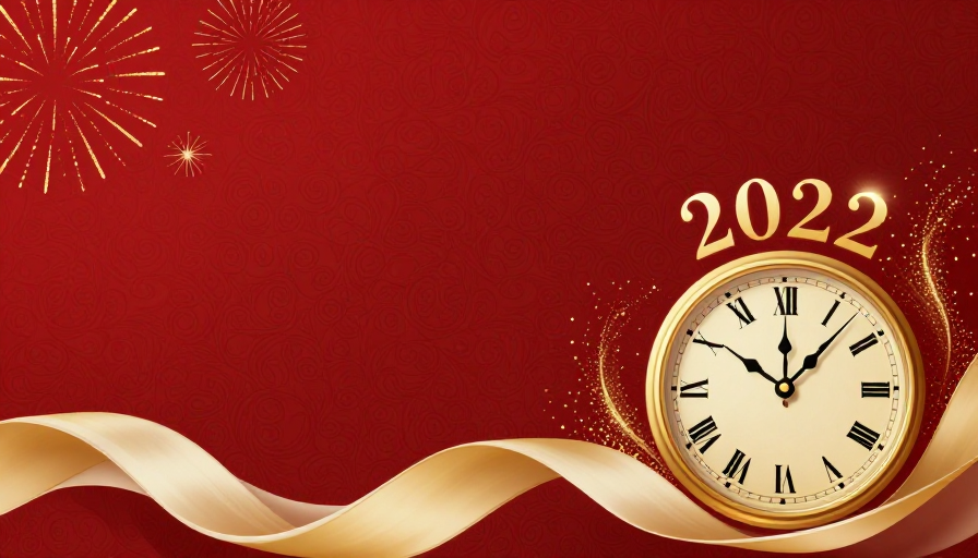 深红金纹2022新年庆典背景插画
