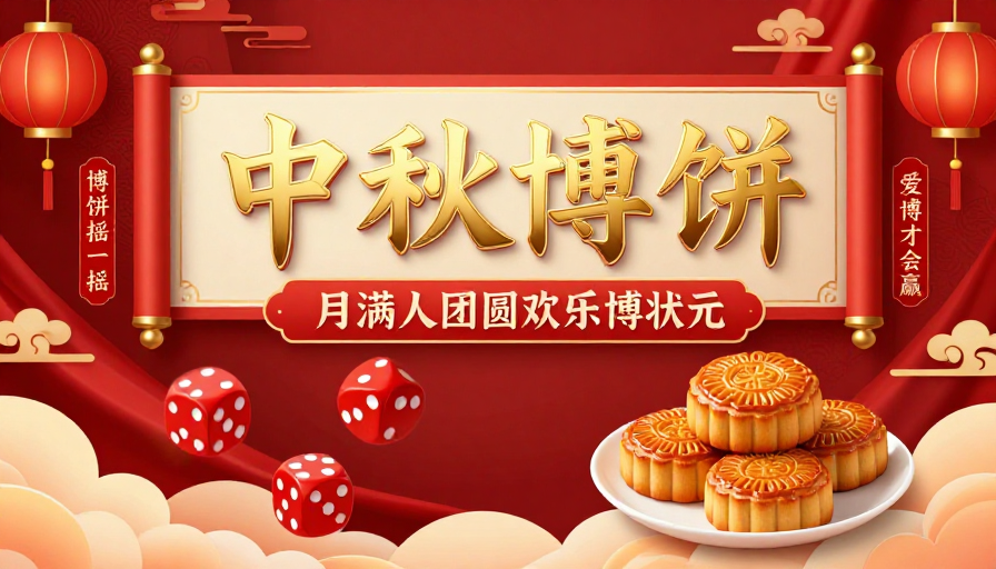 红色中式中秋博饼庆贺海报