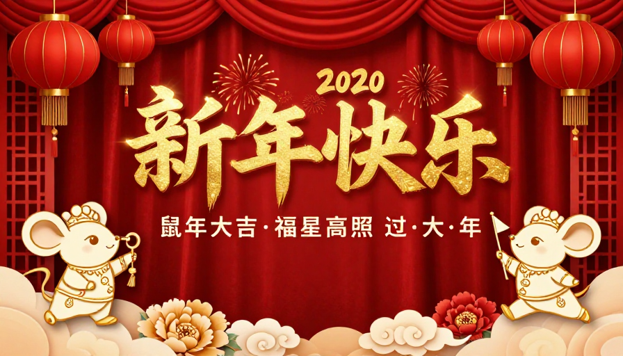 红金立体书法新年海报融合传统与现代风格