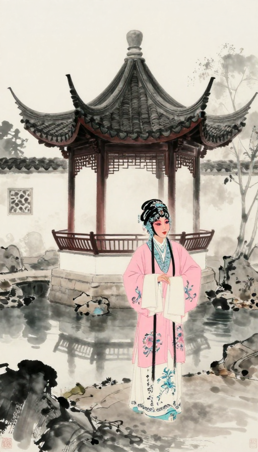 水墨昆曲青衣园中唱 游园惊梦
