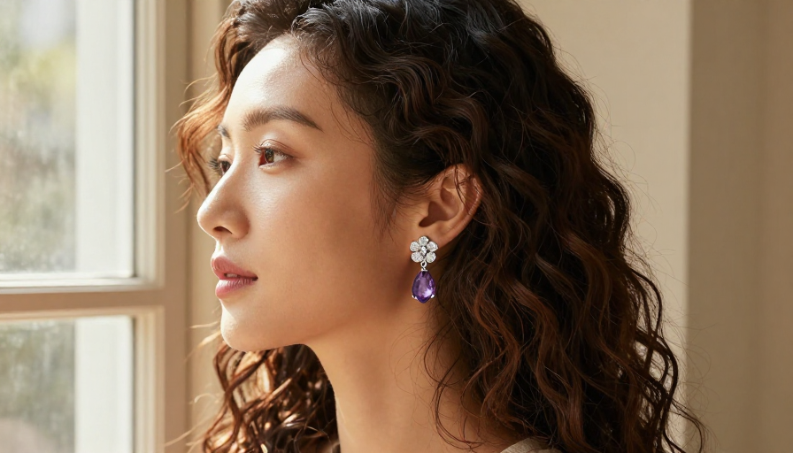 金辉珠宝:优雅女性侧颜与精致耳饰的唯美瞬间