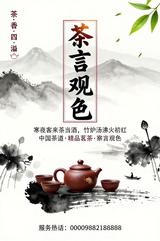 水墨丹青·茶意禅心:东方美学茶道艺术海报