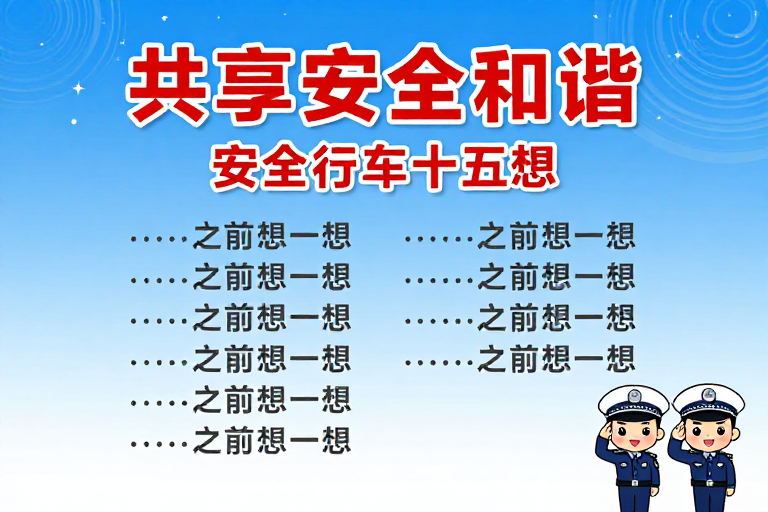 共享安全和谐：交通安全十五想公益海报