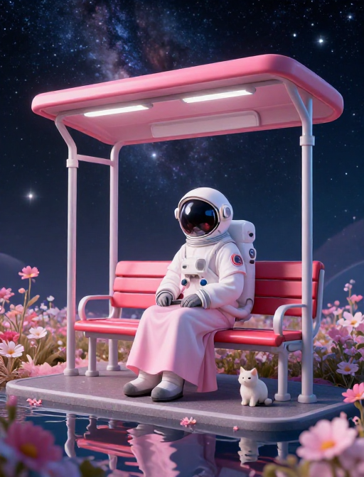 汉服宇航员与星河花海：超写实梦幻宇宙瞬间