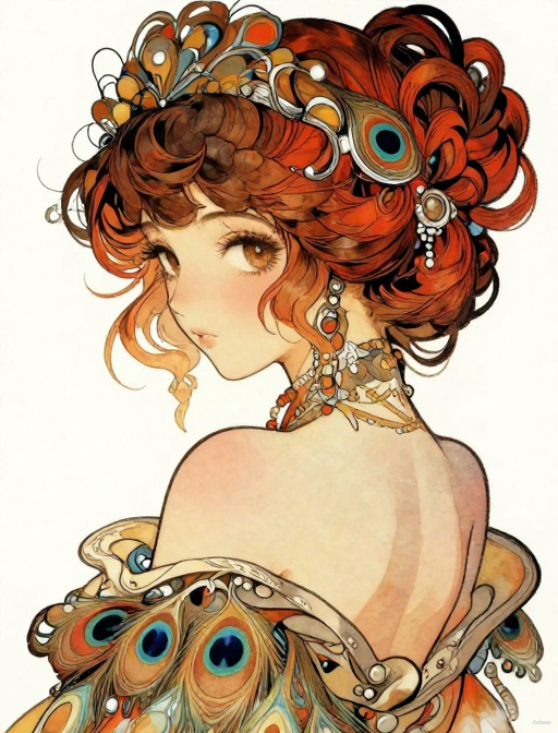 光影交织的梦幻回眸少女