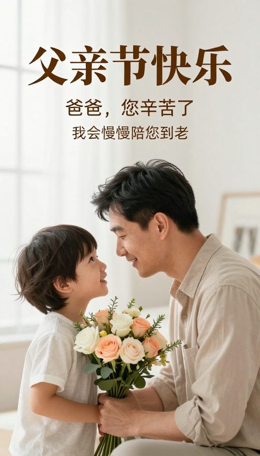 父亲节温馨海报：陪伴父爱的温暖时光