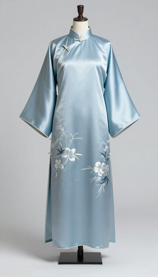 冰蓝锦缎：极简中国风创意服饰艺术呈现