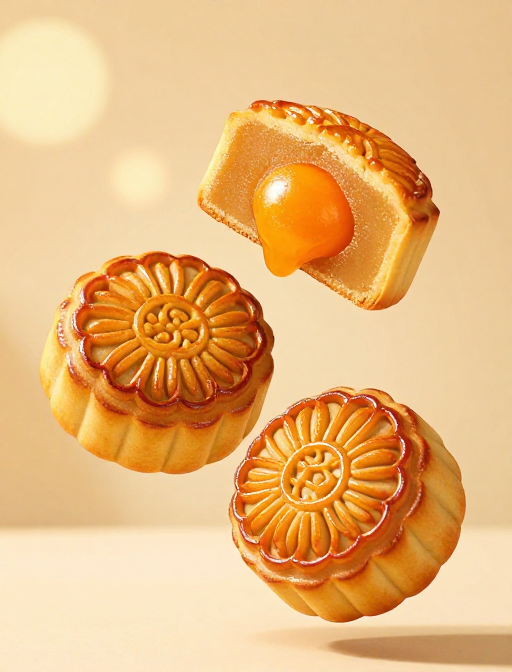 中秋广式蛋黄月饼流心高清呈现