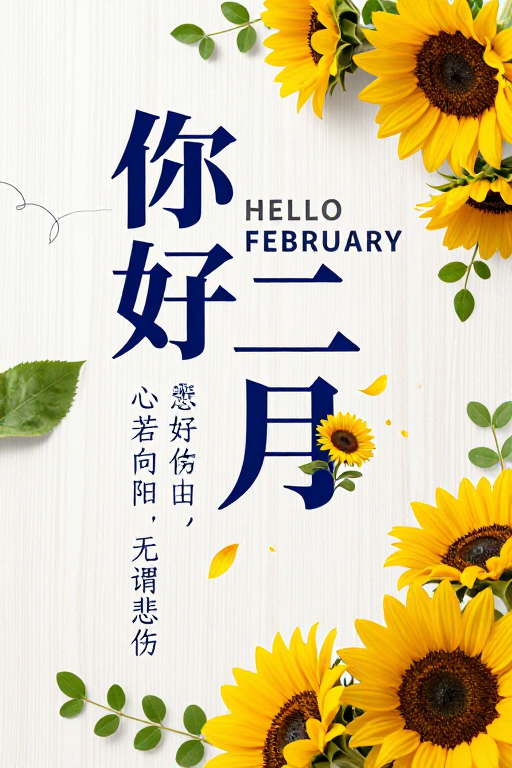 二月启程:温暖治愈的春日诗意海报