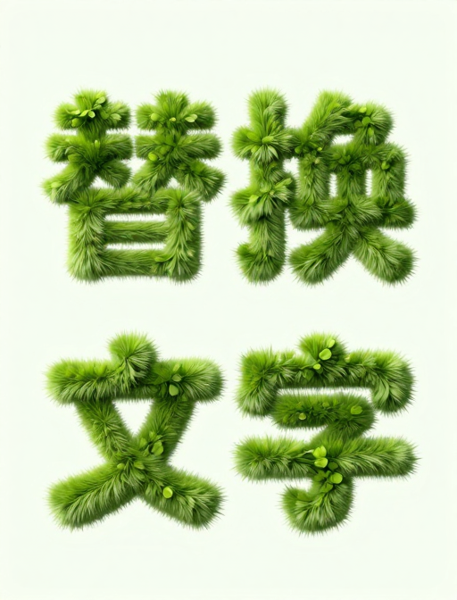 夏日绿意:毛茸植物创意文字海报
