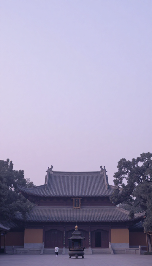紫灰禅隐·极简朦胧寺影人像