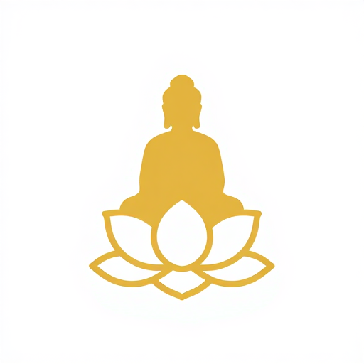 金色莲花与佛像的极简禅意矢量logo