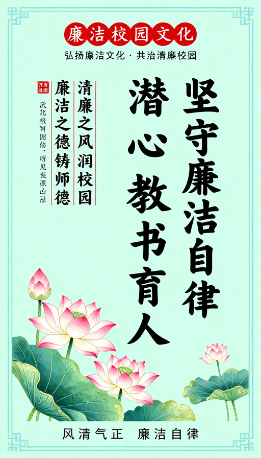竖版清新淡雅的中国风廉政海报设计