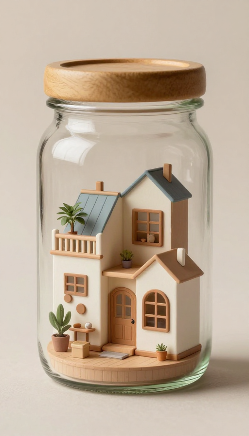 微观世界中的三居室:玻璃罐里的极简温馨小屋