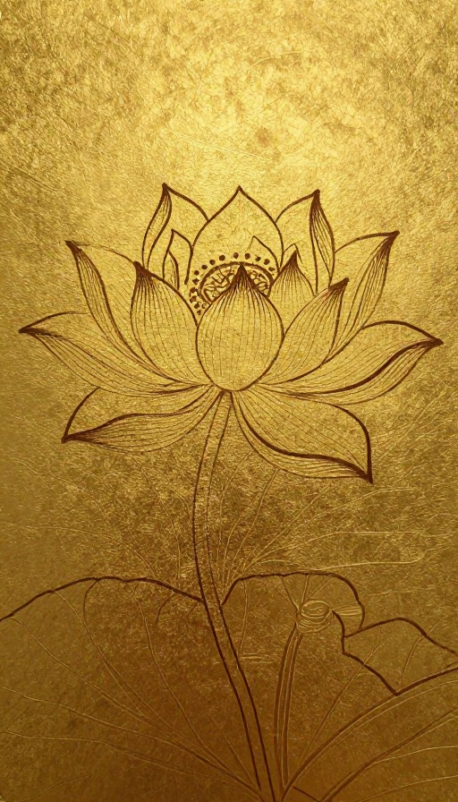 敦煌金线莲花：中国风简约艺术插画