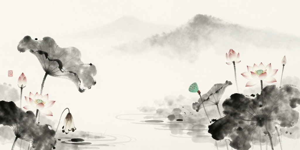 水墨荷塘·空灵静谧画卷