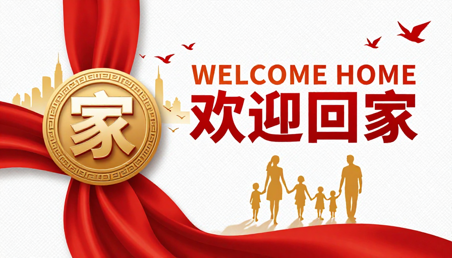 现代中国风欢迎回家海报设计