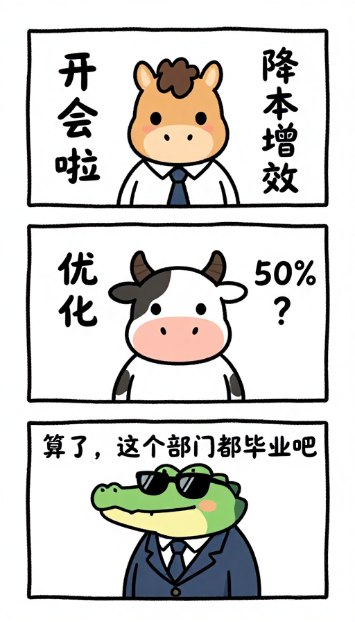 萌系职场吐槽插画：小马开会与鳄鱼劝退