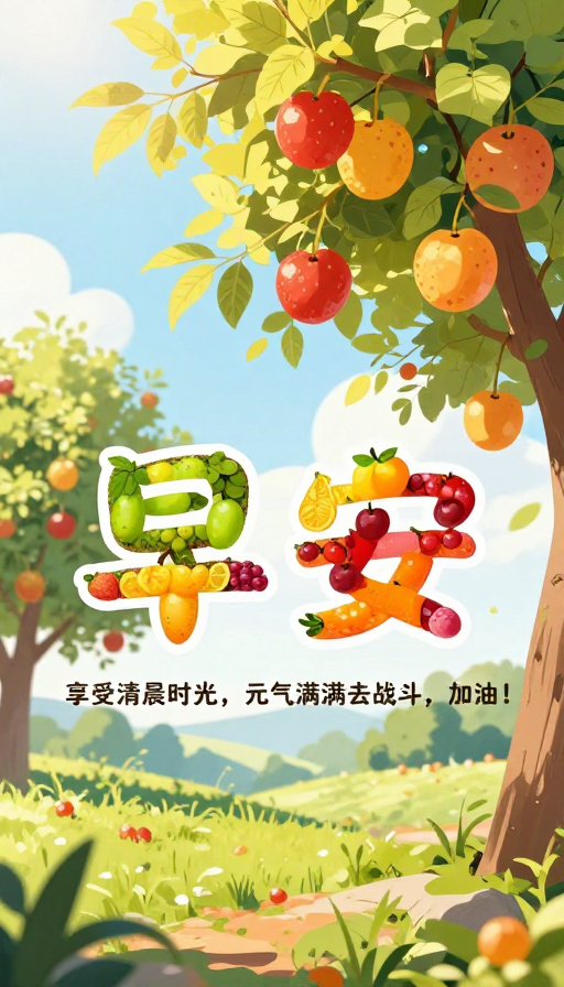 果绘晨光·元气早安海报