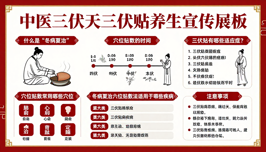 中医三伏贴：传统中式养生宣传展板设计