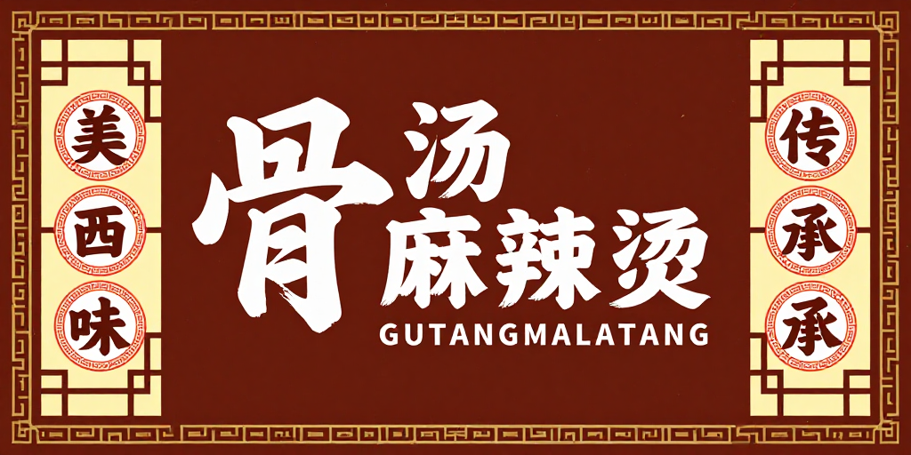 国风典雅：骨汤麻辣烫美食海报