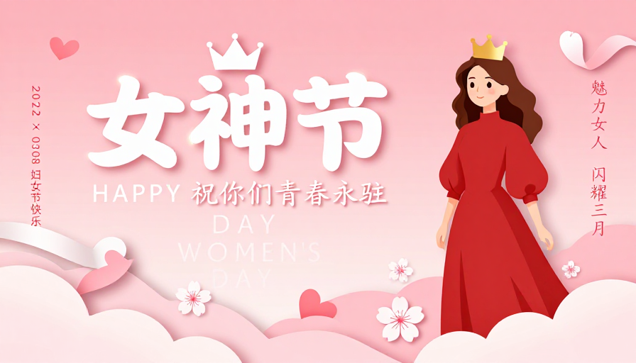 粉彩纸艺少女风女神节海报插画
