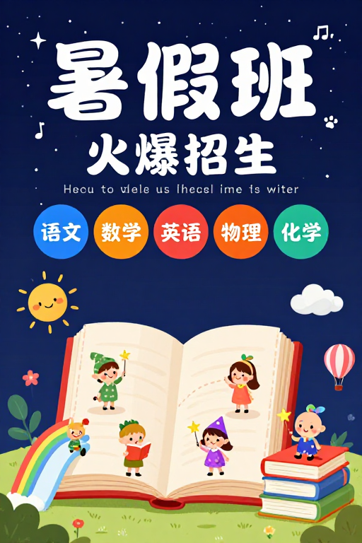 童趣星空下的暑假班招生海报