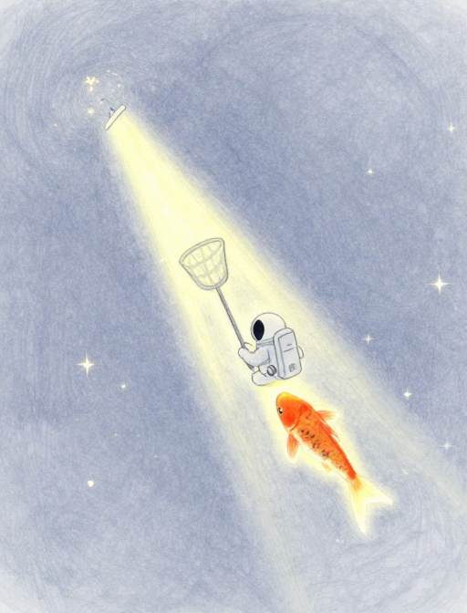 银河锦鲤：治愈浪漫的宇宙探索水彩画