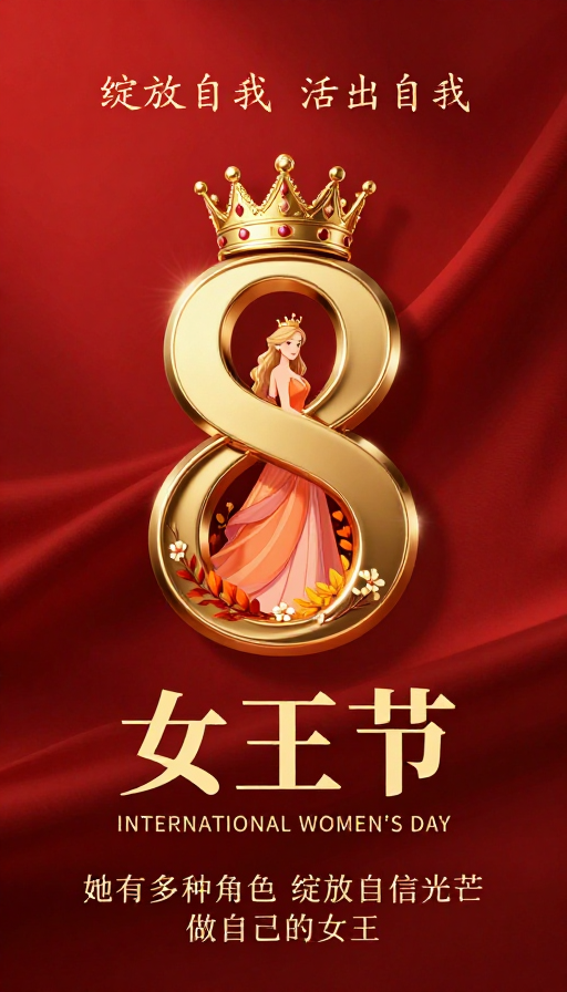 女王节：华丽金色数字与优雅女性的庆典