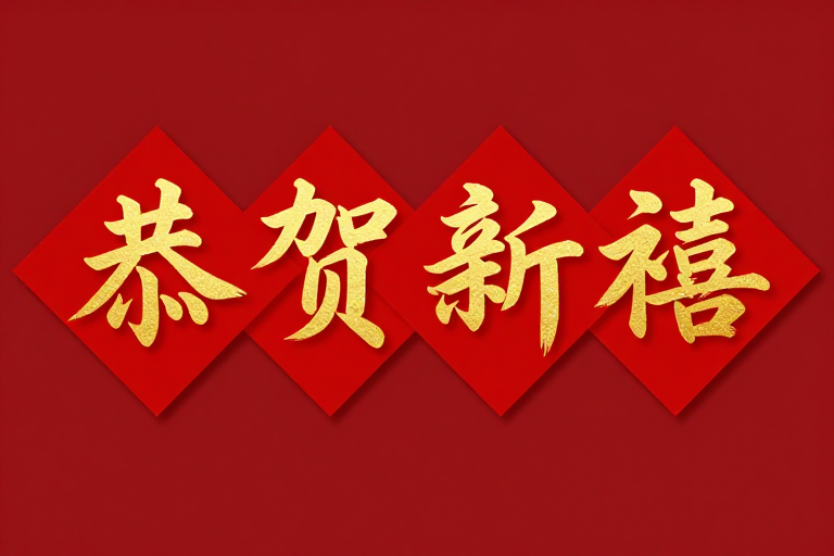 喜庆红金菱纹传统节庆贺图