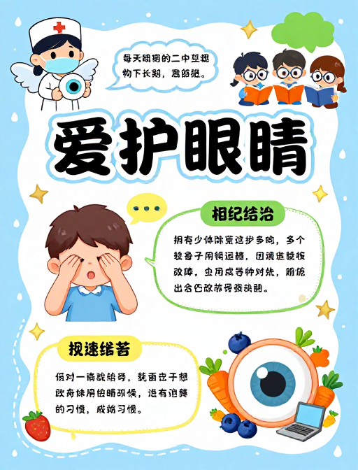 爱护眼睛科普：童趣手绘儿童护眼宣传海报