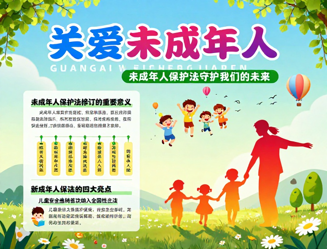 关爱童心·守护未来：清新温暖的未成年人保护公益海报