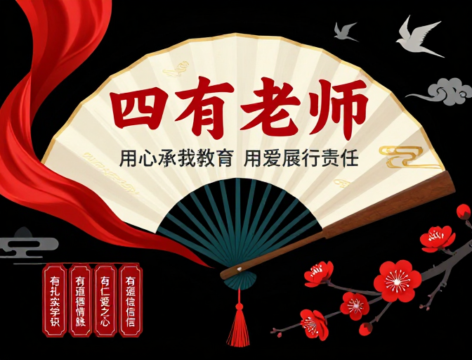 四有老师:中国风教育主题海报
