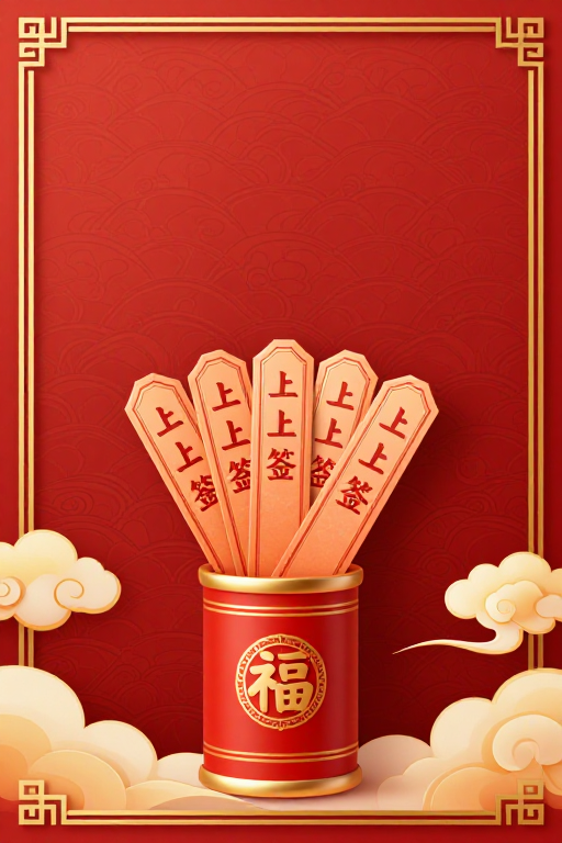 中国风吉祥签文背景图