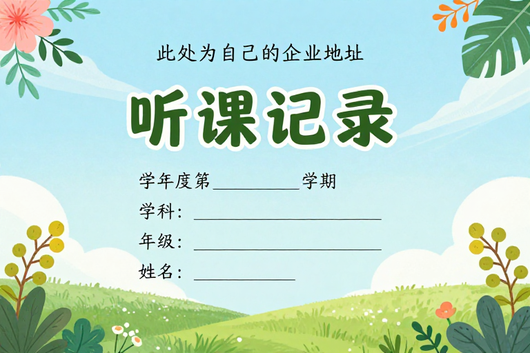 清新自然风教育听课本封面设计,童趣与自然融合
