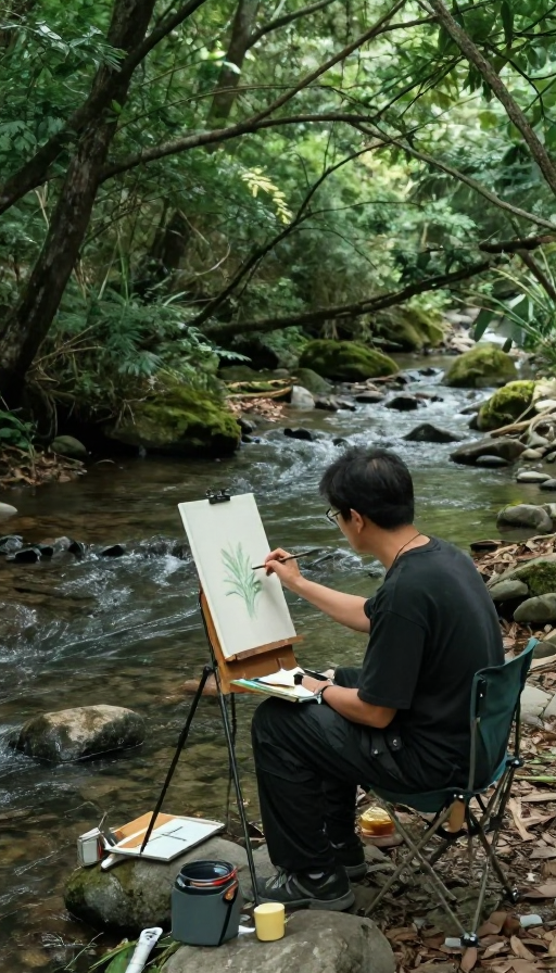 林间溪畔写生:笔尖流淌的自然诗意