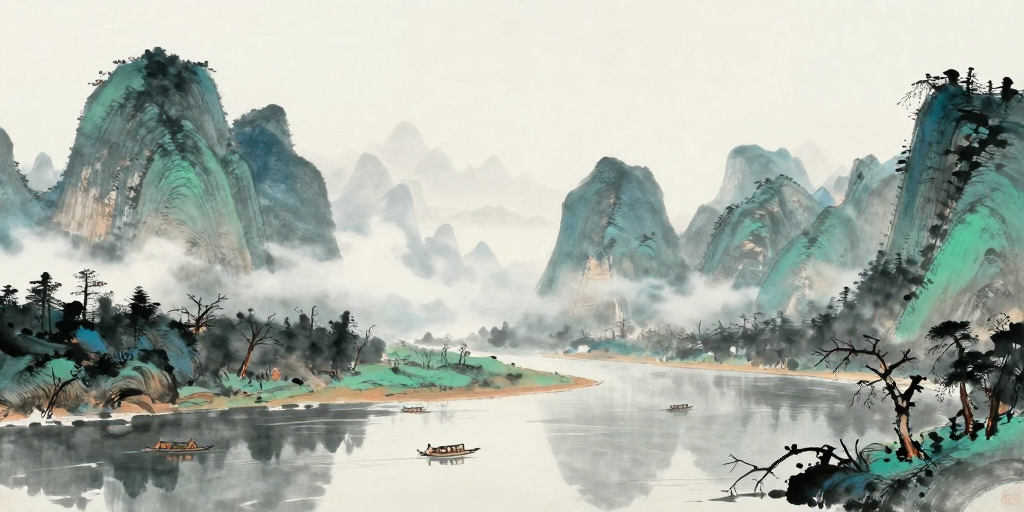 水墨漓江：青峰云雾间的传统意境