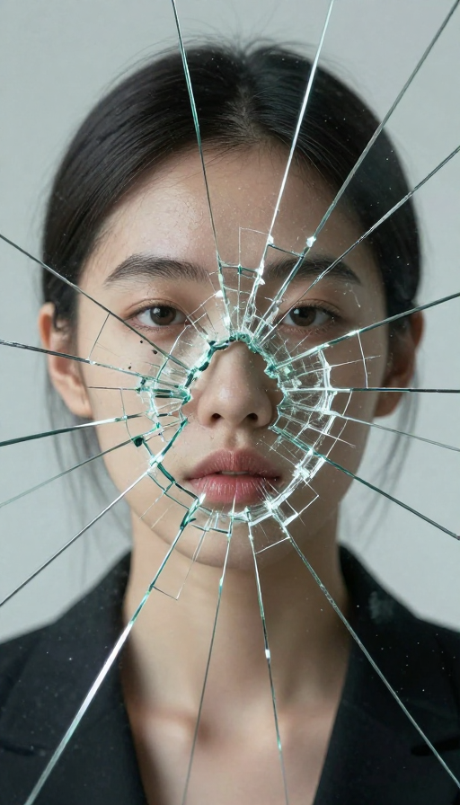 碎镜心痕：玻璃碎裂中的人脸隐喻