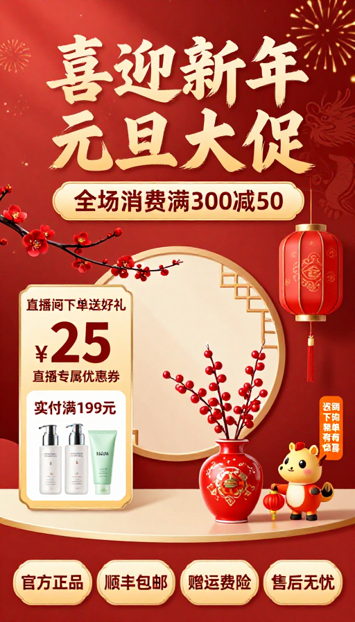金韵迎元旦·新年大促优惠海报