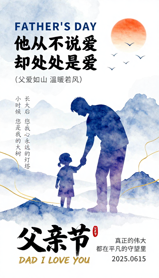 水彩晕染父爱情感海报