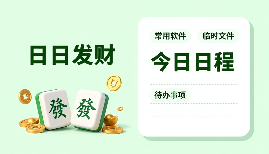 日日发财日程管理插图,清新简约中式风格