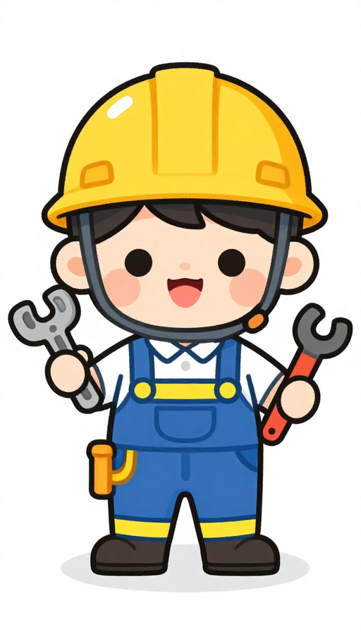 可爱儿童工程师插画：扁平多彩的手绘卡通形象
