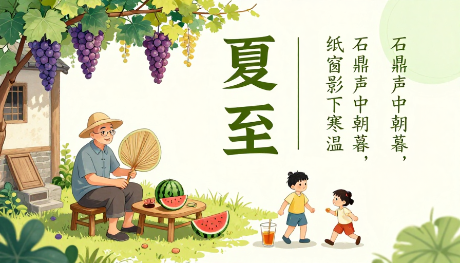 夏至诗意乡村生活插画海报