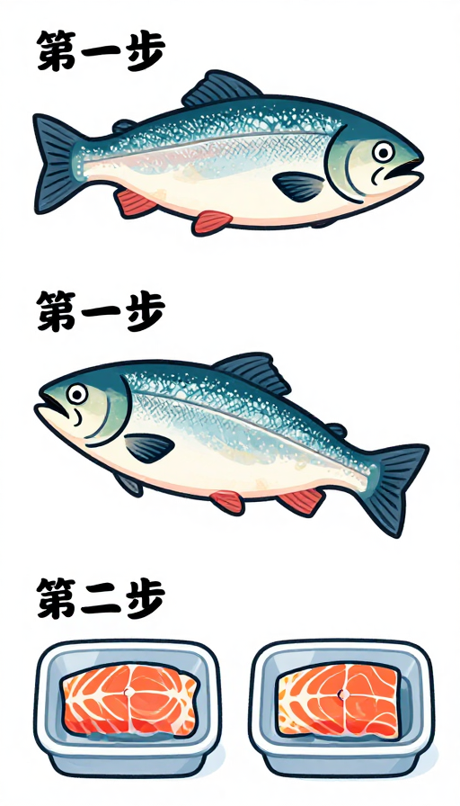 卡通三文鱼:从解冻到切片售卖的全流程