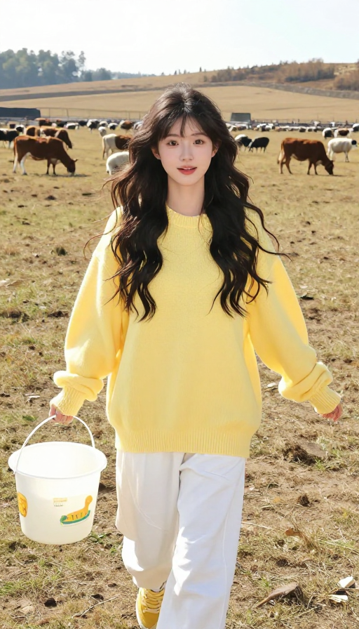 阳光农场里的甜美少女