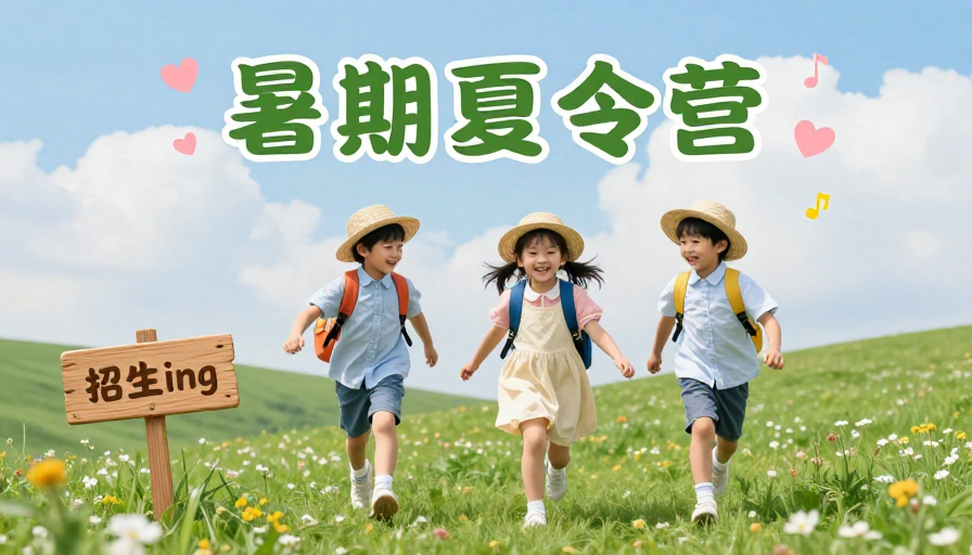 夏日欢笑:孩子们在绿茵山坡体验暑假夏令营乐趣
