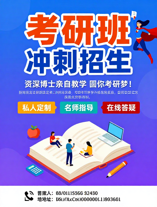 蓝紫渐变的现代考研冲刺招生海报