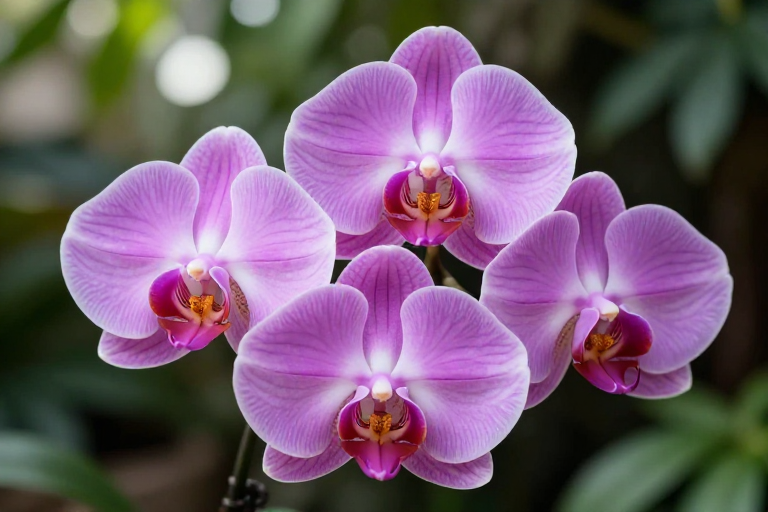 紫粉蝴蝶兰盛放，柔润花瓣纹理细腻